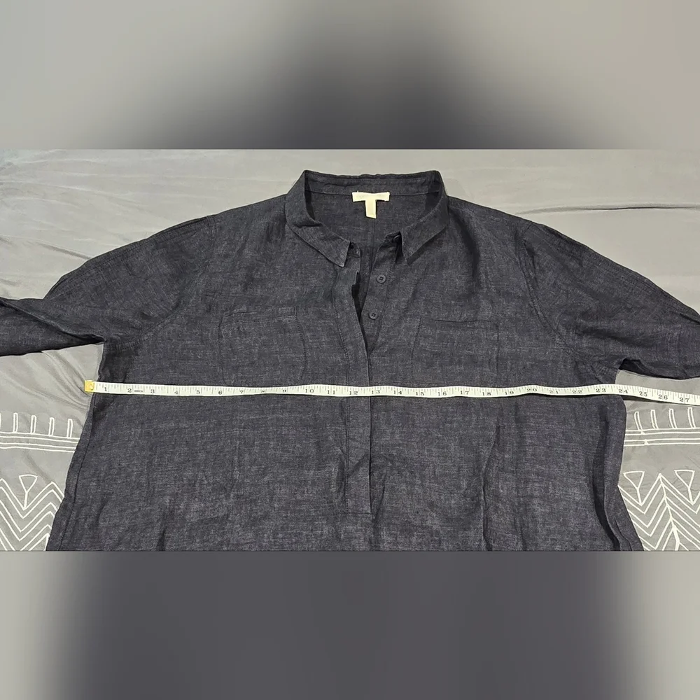 Eileen Fisher 100% Organic Linen Henley Shirt Dress Size XL - Picture 4 of 10